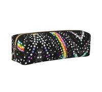 WYCZHY Glitter arcobaleno Polka Dot Stripe Stampa in bianco e nero Studenti Astuccio in pelle per matite Marcatori Titolare Grande Capacità Borsa per la Scuola per Strumenti di Cancelleria, Oro