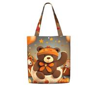 WYCZHY Grande borsa tote riutilizzabile resistente con stampa di orso del Ringraziamento che balla disponibile in tela di alta qualità borse regalo riutilizzabili lavoro shopping