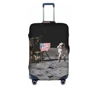 WYCZHY Grande copertura per valigia con stampa astronauta sulla luna, copertura elastica per valigia con cerniera, protegge i bagagli durante il viaggio, bianco, S