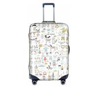 WYCZHY Grande copertura per valigia, con stampa di animali, coniglio, volpe, dee, elastica, con cerniera, protegge i bagagli durante il viaggio, bianco, XL