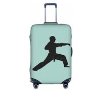 WYCZHY Grande copertura per valigia, con stampa karate, copertura elastica per valigie con cerniera, protegge i bagagli durante il viaggio, bianco, S