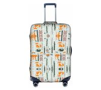 WYCZHY Graziosa copertura per valigia con stampa di volpe, orso e uccello, grande, copertura elastica per valigie con cerniera, protegge i bagagli durante il viaggio, bianco, L