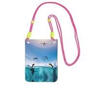 WYCZHY Happy Penguin In The Water Printing Travel Cell Phone Pouch Crossbody Bag con tracolla per telefono, passaporto a piedi, portafoglio, Fucsia, Taglia unica