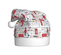 WYCZHY I Love London - Cappello da Babbo Natale con stampa di Londra, per adulti, donne, uomini, accessori con tappi invernali