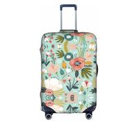 WYCZHY La grande copertura della valigia di stampa della flora variopinta, copertura elastica della valigia con la chiusura lampo, protegge i bagagli durante il viaggio, bianco, S