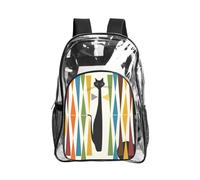 WYCZHY Mid-Century - Borsa per libri trasparente, resistente, con stampa di un gatto, per spiaggia, sport all'aria aperta, viaggi