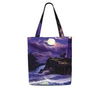 WYCZHY Moonlight Lighthouse Print Large riutilizzabile Heavy Duty Tote Bag Pack disponibile Premium Canvas riutilizzabile borse regalo lavoro shopping