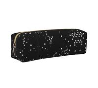WYCZHY Nero Rotondo Dot Pattern Stampa Studenti In Pelle Matita Pouch Marcatori Titolare Grande Capacità Borsa per la Scuola per Strumento di Cancelleria, Oro, Taglia unica, Astuccio per trucchi
