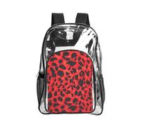 WYCZHY Red Leopard Pattern stampato Heavy Duty Clear Bookbag, rinforzato trasparente borsa per spiaggia sport all'aria aperta viaggi