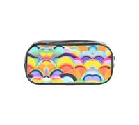 WYCZHY Sacchetto trasparente stampato della matita del modello dell'arcobaleno, borsa resistente della chiusura lampo del PVC, organizzatore robusto per i pennarelli