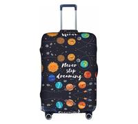 WYCZHY Simpatica copertura per valigia con stampa di pianeti, copertura elastica per valigie con cerniera, protegge i bagagli durante il viaggio, bianco, S