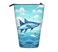 WYCZHY Simpatico astuccio autoportante a forma di pesce volante negli oceani, spazioso astuccio per matite e penne, per ufficio, per artisti, Nero , Taglia unica, Organizer per borse