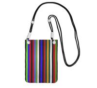 WYCZHY Strisce colorate che stampano la borsa a tracolla del sacchetto del telefono cellulare di viaggio con la tracolla per il telefono, il passaporto di camminata, portafoglio, Nero , Taglia unica