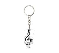 WYCZHY Supporto chiave di stampa del simbolo di musica per l'organizzatore chiave compatto per la catena chiave, portachiavi per le catene chiave dell'automobile Fobs, bianco, Taglia unica