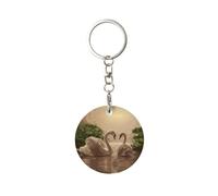 WYCZHY Swan Foglie verdi che stampano il supporto chiave per l'organizzatore chiave compatto per la catena chiave, portachiavi per le catene chiave dell'automobile Fobs, bianco, Taglia unica