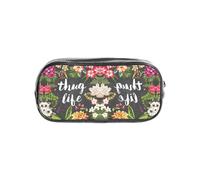 WYCZHY Thug Life - Astuccio trasparente con stampa floreale, in PVC resistente, con cerniera, organizer per pennarelli