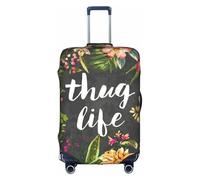 WYCZHY Thug Life - Copertura elastica per valigia con stampa floreale, con cerniera, protegge i bagagli durante il viaggio, bianco, L
