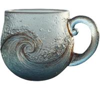 WYDDSX Sea Glass Wave Mug,12 Oz Glass Mug with Handle,nique Sea-Inspired Drinking Vessel (1 Set)