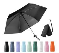 Wydexint Compact Umbrella, Donna Pieghevole Portatile, Ombrello Piccolo, Mini Ombrello, Ombrello Sole Anti Uv, Con Scatola Porta Capsule, Impermeabile e Antivento, Sia Per Uomo Che Per Donna (nero)