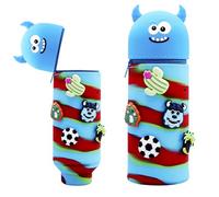 Wydexint Kawaii Astuccio Scuola 2 in 1 in Morbido Silicone, Portapenne da Tavolo, Astuccio 2 In 1 con Cerniera, silicone morbido 2 in 1 - astuccio carino per Scuola, Uffici (Mostro)