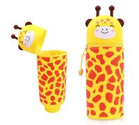 Wydexint Kawaii Astuccio Scuola 2 in 1 in Morbido Silicone, Portapenne da Tavolo, Astuccio 2 In 1 con Cerniera, silicone morbido 2 in 1 - astuccio carino per Scuola, Uffici (Giraffa)
