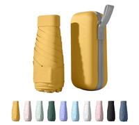 Wydexint Mini Ombrello Pieghevole Da Viaggio - Ultraleggero, Portatile, Impermeabile e Antivento Con Scatola Porta Capsule (Giallo)