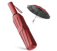 Wydexint Ombrello Pieghevole Automatico,ombrello pieghevole grande,Chiusura Automatica Ombrello Pieghevole, Durable & Compact Umbrella, Strong Fiberglass Frame (Rosso scuro)