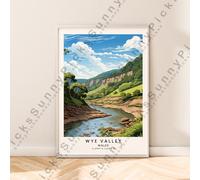 Wye Valley Illustrazione Stampa Galles Poster Muro Décor Regalo Opera D'Arte