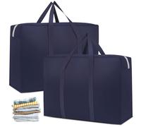 Wyety, confezione da 2 sacchetti per biancheria da letto, borsa per riporre biancheria da letto, grande custodia, pratica borsa con cerniera per biancheria da letto, copriletto, cuscino (110 l)