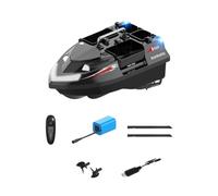 WYFTOY V802 - Esca per barca radiocomandata a doppia antenna, 4 scomparti con grande capacità di 3 kg per una distribuzione efficiente dell'esca, luce per pesca notturna, lunga durata della batteria
