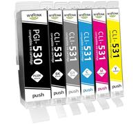 WYFYINK 530 531 XXL Multipack Cartucce per PGI-530 CLI-531 Cartucce | PGI-530 CLI-531 Compatibile per TS8750 TS8751 Cartucce per stampante PGI530 CLI531 (Pacco da 6)