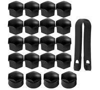 WYFZ 20 Pezzi Copridadi Ruota per VW Caddy 4 (IV) SA I 2015-2020 - Tappi Bulloni Plastica Nero Lucido Protezione Cerchi Accessori,17mm