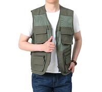 Wygwlg Gilet Da Uomo Per Il Tempo Libero, Lavoro All'aperto, Safari, Pesca, Viaggi, Di Grandi Dimensioni, Gilet Multitasche, Leggero, Senza Maniche (Color : Green, Size : XL)