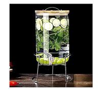 WYJRO Dispenser per Bevande in Vetro,Dispenser di Bevande con Rubinetto in Acciaio Inox E Basamento - Bibite Fredde Calde - Distributore Acqua - per Picnic All'aperto,Barbecue E Altro,ABS Faucet,8L