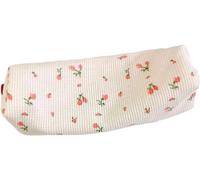 Wyjuan Astuccio rosa da donna, stile fresco, in tela, con fiori e fiori, grande, portapenne e portamonete, semplice borsa per cosmetici per ufficio, penne, matite, rosa, Tela floreale