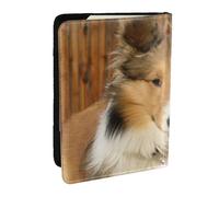 Wykjtwo Adorabile cane Sheltie, Porta passaporto da viaggio in pelle PU Custodia per passaporto Copertine per passaporto da 6,5 pollici