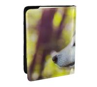 Wykjtwo Alaskan Malamute Bokeh Animali Cani Carini, Porta passaporto da viaggio in pelle PU Custodia per passaporto Copertine per passaporto da 6,5 pollici