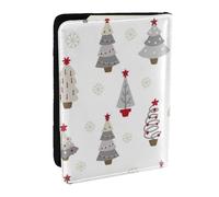 Wykjtwo Albero di Natale grigio pastello, Porta passaporto da viaggio in pelle PU Custodia per passaporto Copertine per passaporto da 6,5 pollici