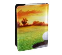 Wykjtwo Albero di tramonto della pallina da golf di sport, Porta passaporto da viaggio in pelle PU Custodia per passaporto Copertine per passaporto da 6,5 pollici
