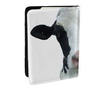 Wykjtwo Animale divertente testa di mucca bianco nero, Porta passaporto da viaggio in pelle PU Custodia per passaporto Copertine per passaporto da 6,5 pollici