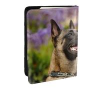 Wykjtwo Animali domestici Malinois belga Cani Malinois belga, Porta passaporto da viaggio in pelle PU Custodia per passaporto Copertine per passaporto da 6,5 pollici