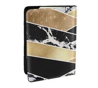 Wykjtwo Arte geometrica moderna in marmo glitter bianco nero oro, Porta passaporto da viaggio in pelle PU Custodia per passaporto Copertine per passaporto da 6,5 pollici