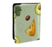 Wykjtwo Avocado al formaggio broccoli Doodle, Porta passaporto da viaggio in pelle PU Custodia per passaporto Copertine per passaporto da 6,5 pollici