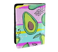 Wykjtwo Avocado colorato disegno a mano, Porta passaporto da viaggio in pelle PU Custodia per passaporto Copertine per passaporto da 6,5 pollici