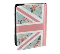 Wykjtwo Bandiera delle rose inglesi Union Jack, Porta passaporto da viaggio in pelle PU Custodia per passaporto Copertine per passaporto da 6,5 pollici