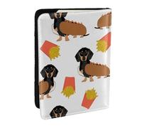 Wykjtwo Bassotto Hot Dog E Patatine Fritte Cibo Divertente Carino, Porta passaporto da viaggio in pelle PU Custodia per passaporto Copertine per passaporto da 6,5 pollici