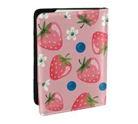 Wykjtwo Bella fragola rosa, Porta passaporto da viaggio in pelle PU Custodia per passaporto Copertine per passaporto da 6,5 pollici