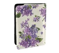 Wykjtwo Bellissima stampa di fiori viola, Porta passaporto da viaggio in pelle PU Custodia per passaporto Copertine per passaporto da 6,5 pollici
