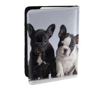 Wykjtwo Bellissimi cuccioli di bulldog francese, Porta passaporto da viaggio in pelle PU Custodia per passaporto Copertine per passaporto da 6,5 pollici