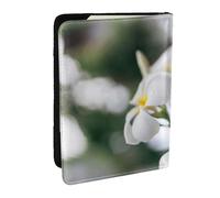 Wykjtwo Bellissimi fiori bianchi di frangipani scia di plumeria, Porta passaporto da viaggio in pelle PU Custodia per passaporto Copertine per passaporto da 6,5 pollici
